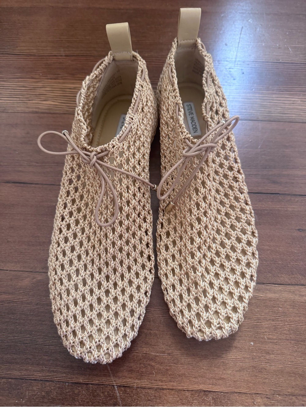 Steve Madden Vespa Neutral Beige Open-Knit Lace-Up Shoes - Picture 3 of 3
